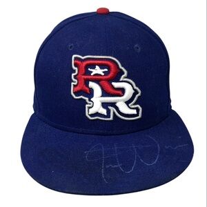 Round Rock Express Hat Cap Size 7 Blue New Era 59Fifty MiLB Baseball Signed #35